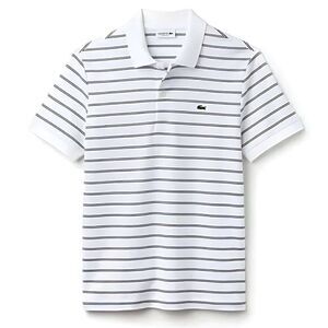 NWOT Lacoste Regular Fit Black Striped Summer Short Sleeve White Polo Shirt